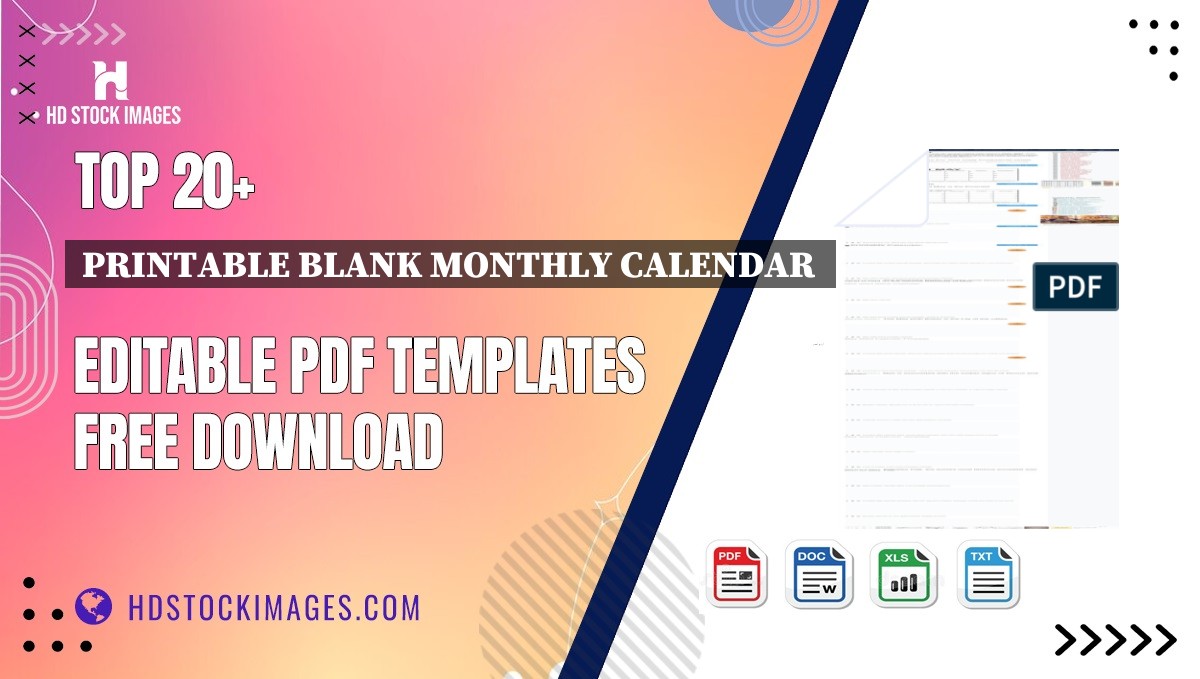 Top 20+ Printable Blank Monthly Calendar  Editable PDF Templates Free Download