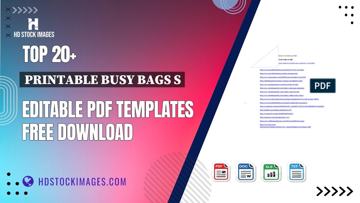 Top 20+ Printable Busy Bags S Editable PDF Templates Free Download