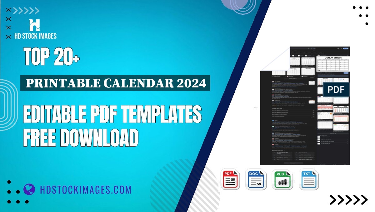 Top 20+ Printable Calendar 2024 Editable PDF Templates Free Download