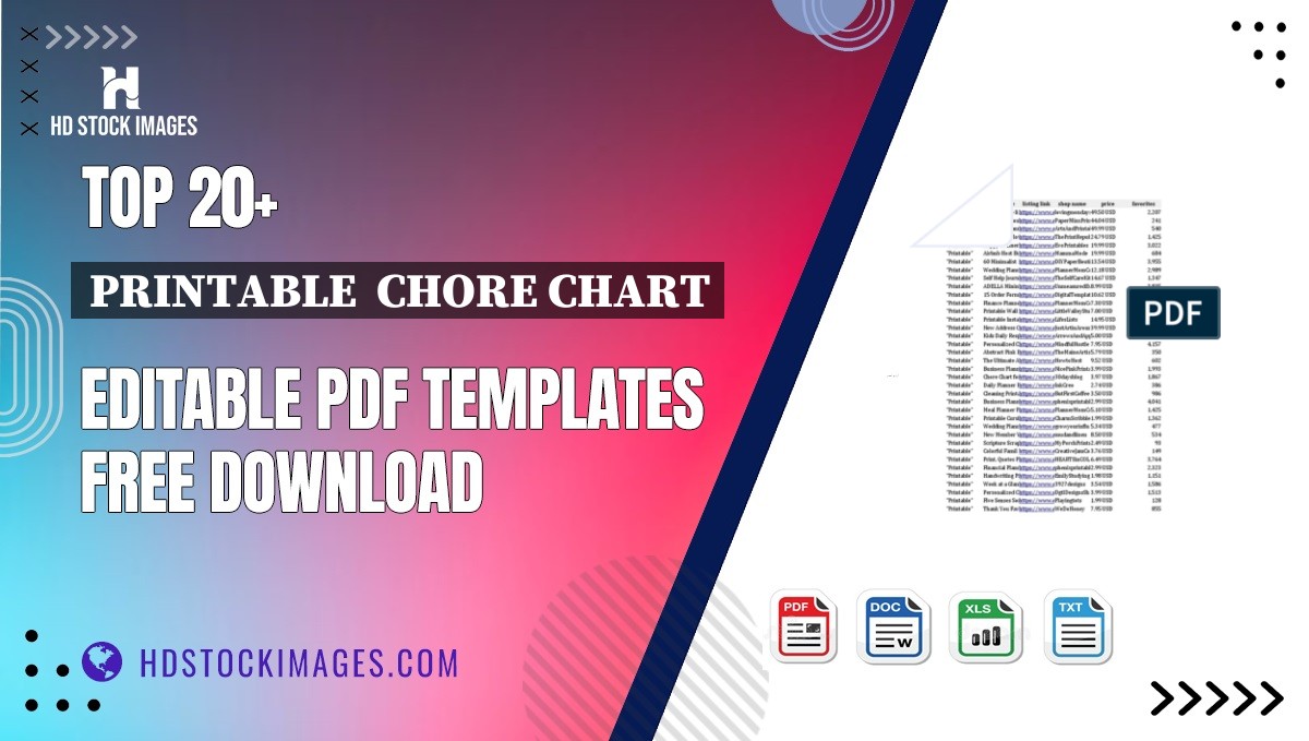 Top 20+ Printable  Chore Chart Editable PDF Templates Free Download