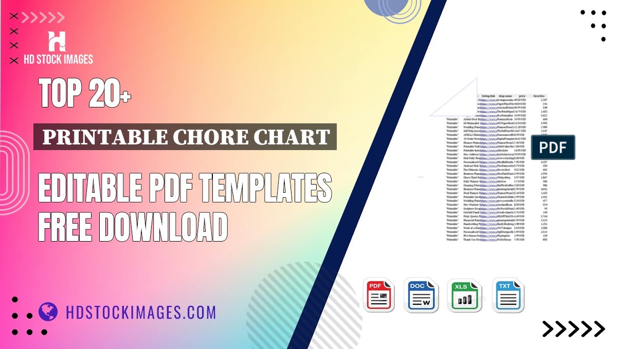 Top 20+ Printable Chore Chart Editable PDF Templates Free Download