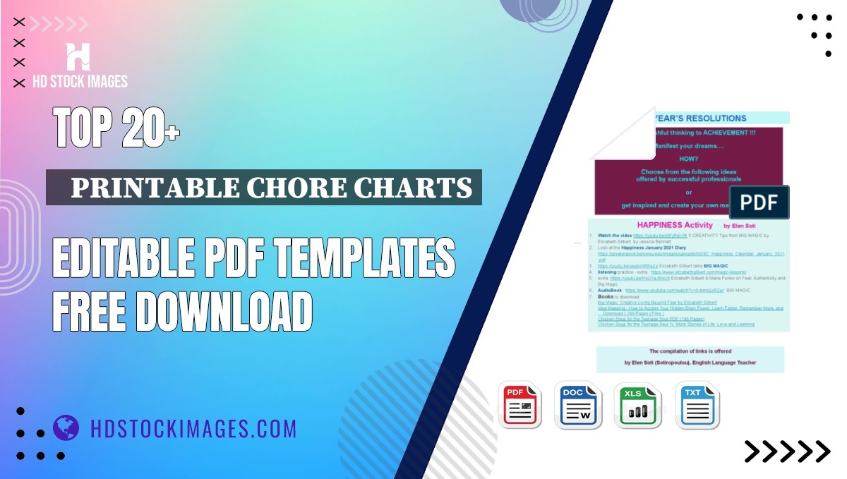 Top 20+   Printable Chore Charts Editable PDF Templates Free Download