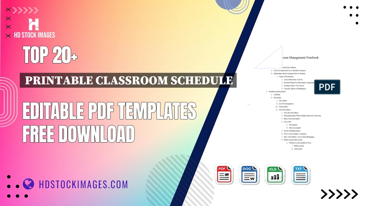 Top 20+ Printable Classroom Schedule Editable PDF Templates Free Download