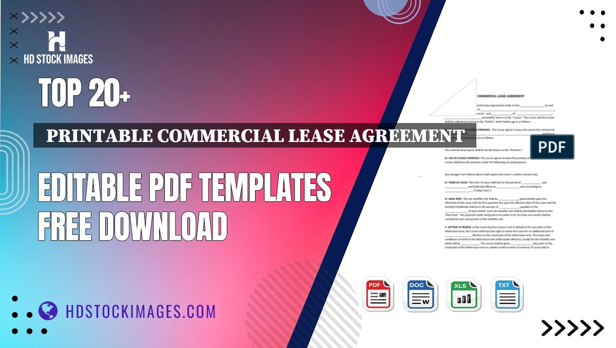 Top 20+  Printable Commercial Lease Agreement  Editable PDF Templates Free Download