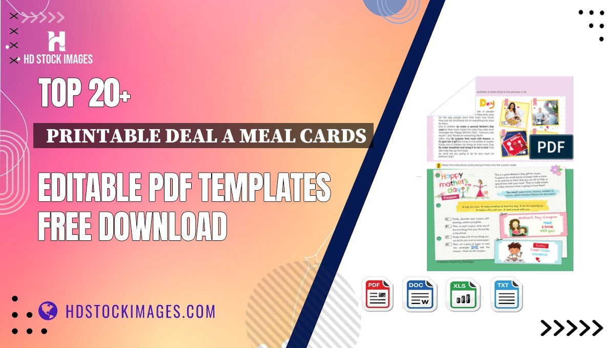 Top 20+  Printable Deal A Meal Cards Editable PDF Templates Free Download