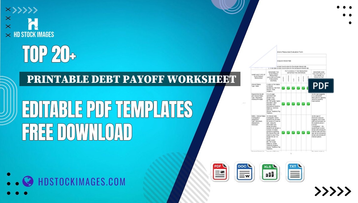 Top 20+  Printable Debt Payoff Worksheet Editable PDF Templates Free Download