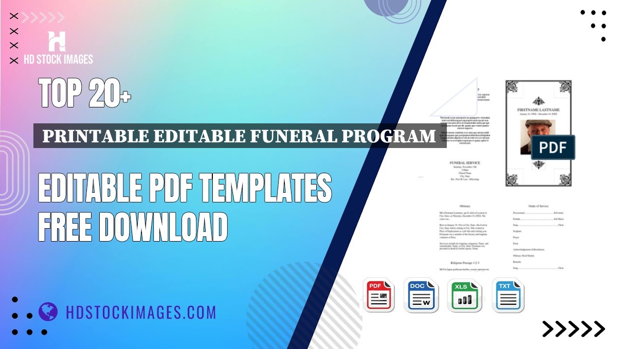 Top 20+ Printable Editable Funeral Program  Editable PDF Templates Free Download