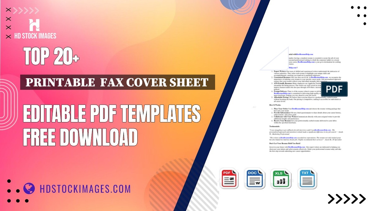 Top 20+ Printable  Fax Cover Sheet  Editable PDF Templates Free Download