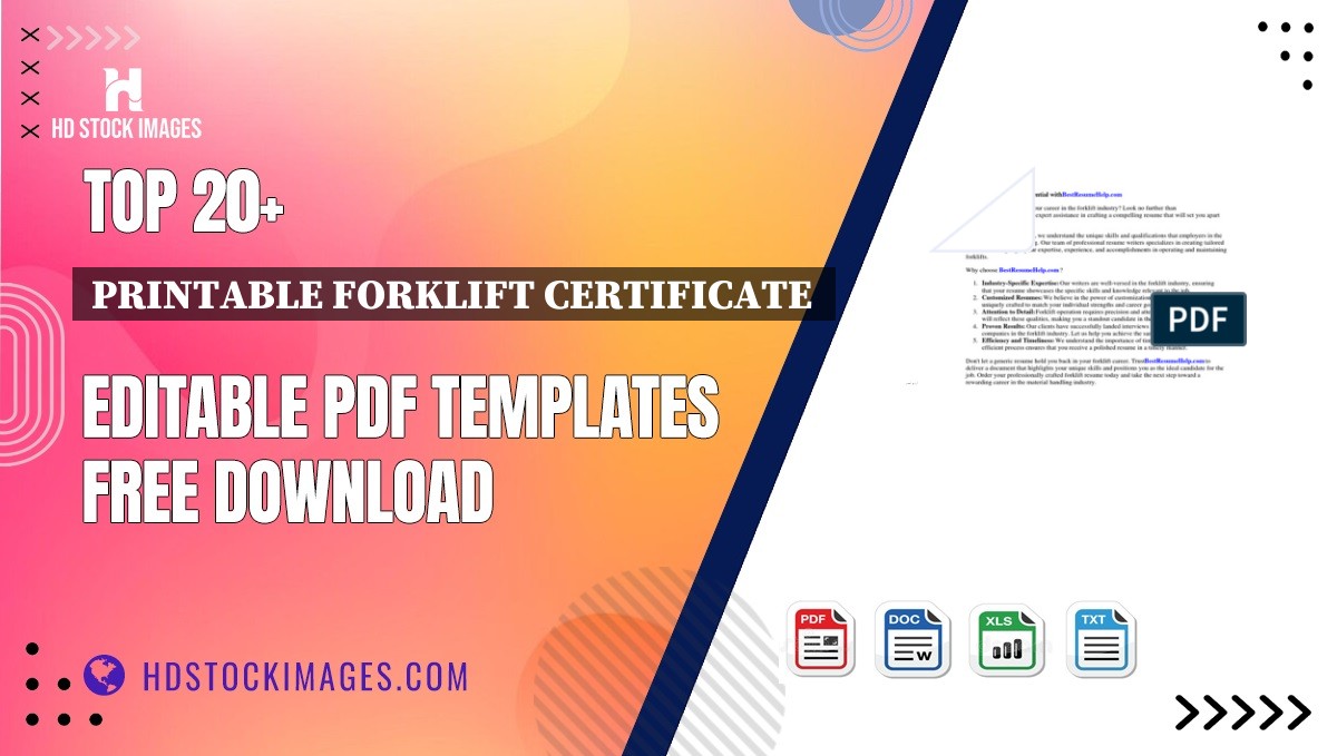 Top 20+ Printable Forklift Certificate  Editable PDF Templates Free Download