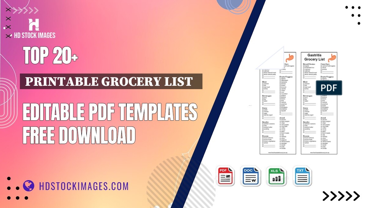 Top 20+ Printable Grocery List   Editable PDF Templates Free Download