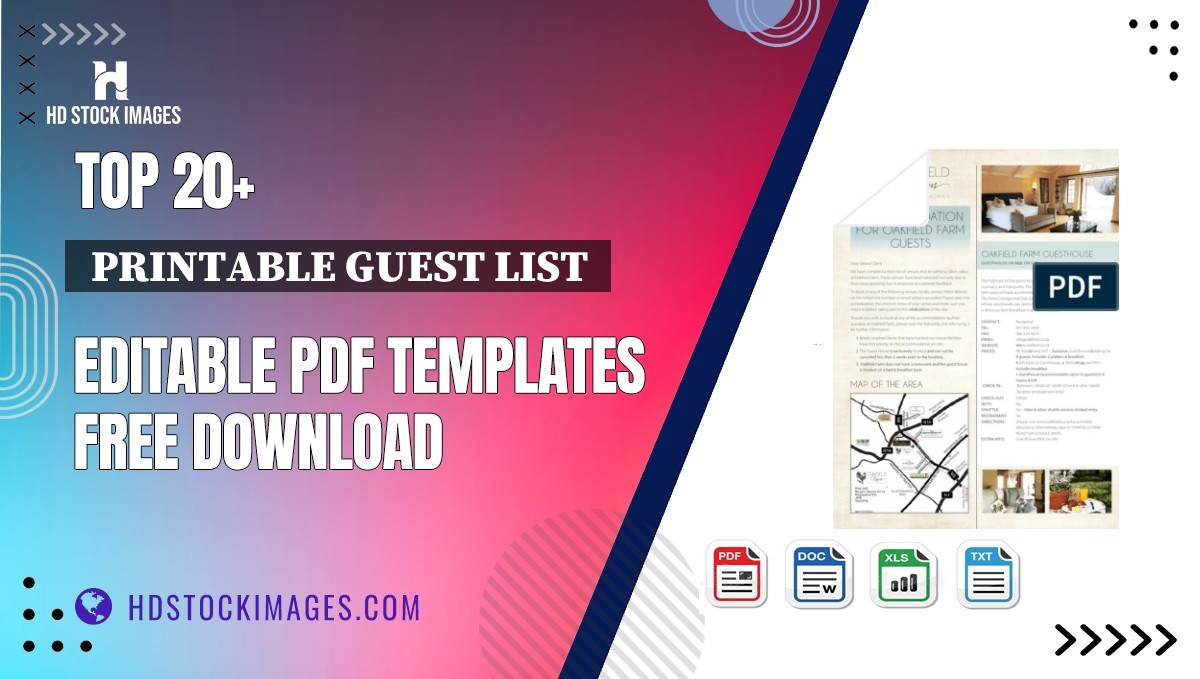 Top 20+  Printable Guest List  Editable PDF Templates Free Download