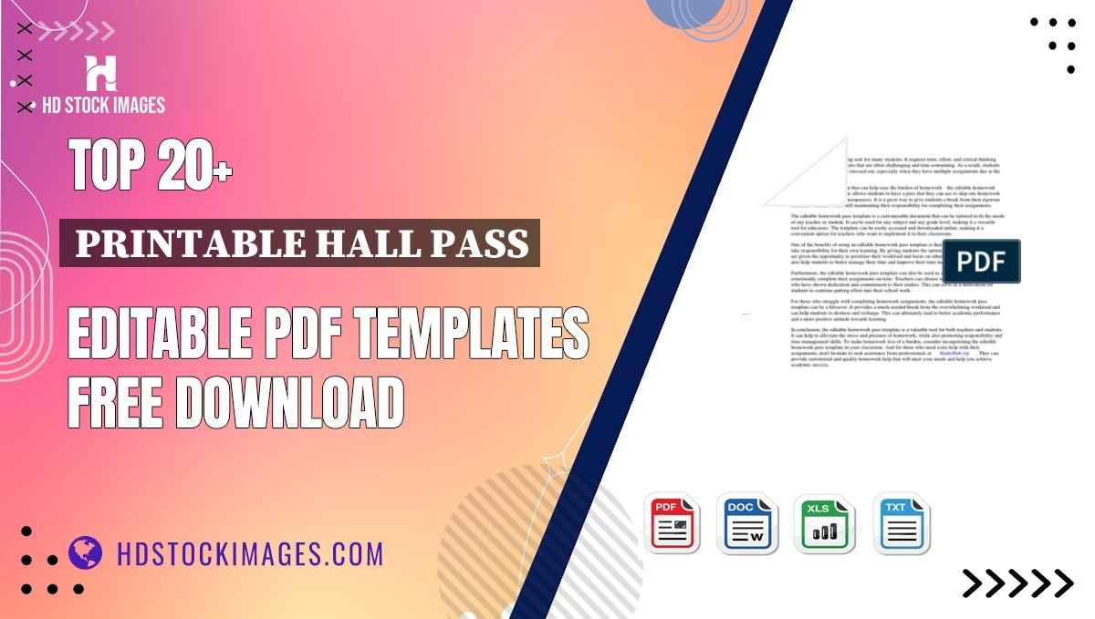 Top 20+ Printable Hall Pass Editable PDF Templates Free Download