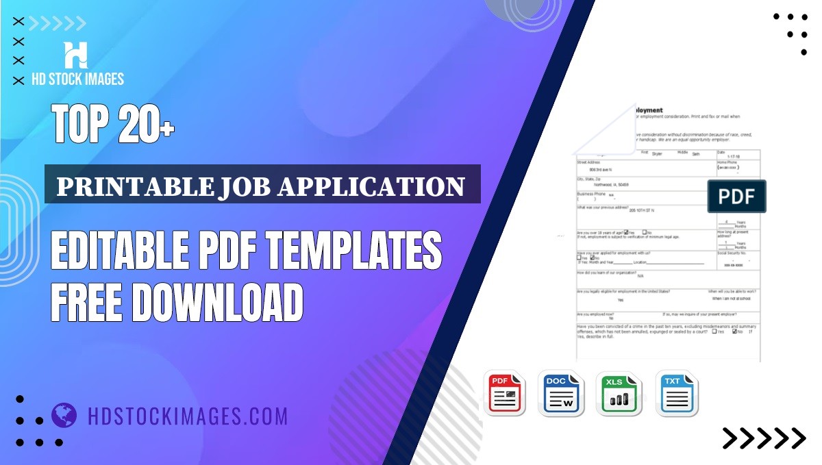 Top 20+ Printable Job Application  Editable PDF Templates Free Download