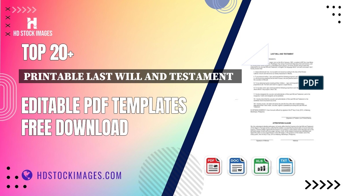 Top 20+ Printable Last Will And Testament   Editable PDF Templates Free Download