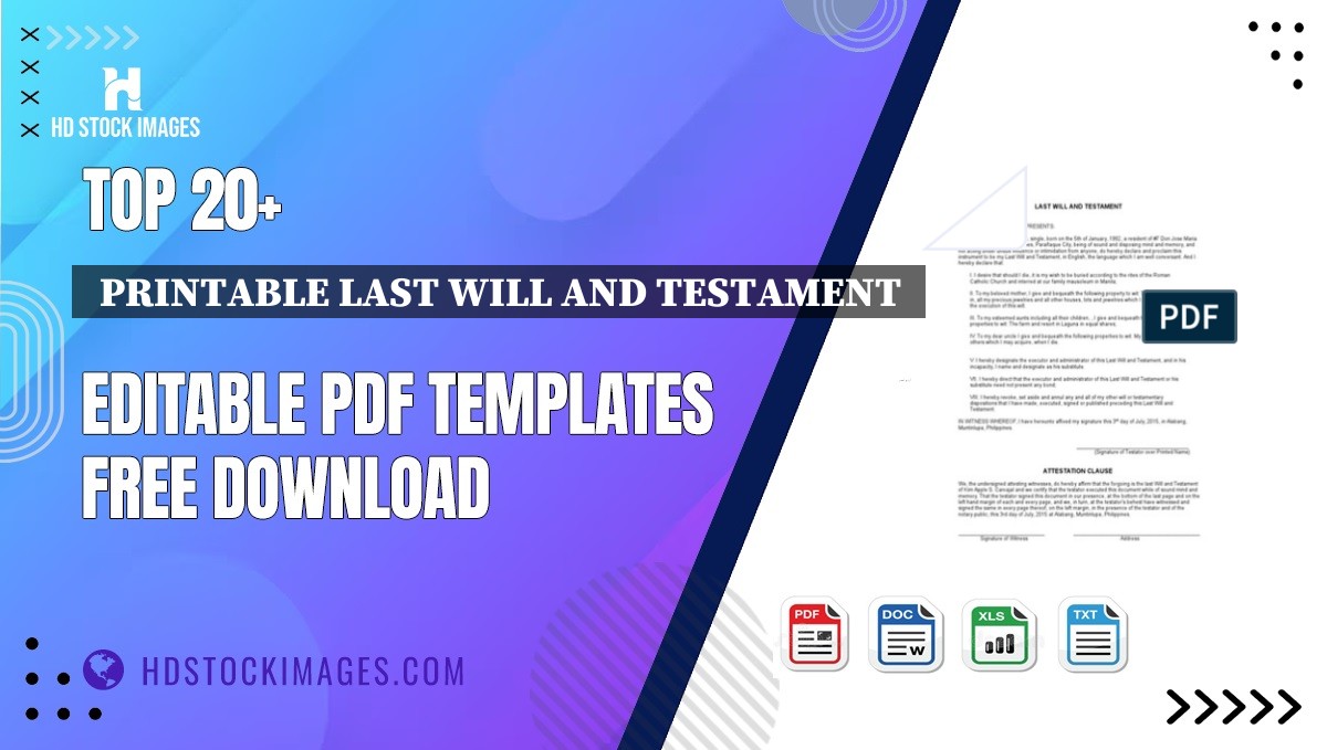 Top 20+  Printable Last Will And Testament  Editable PDF Templates Free Download