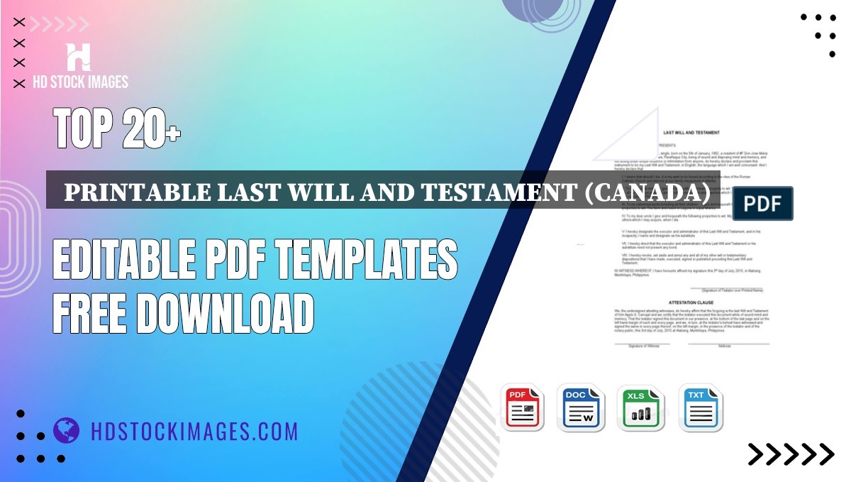 Top 20+  Printable Last Will And Testament (canada) Editable PDF Templates Free Download