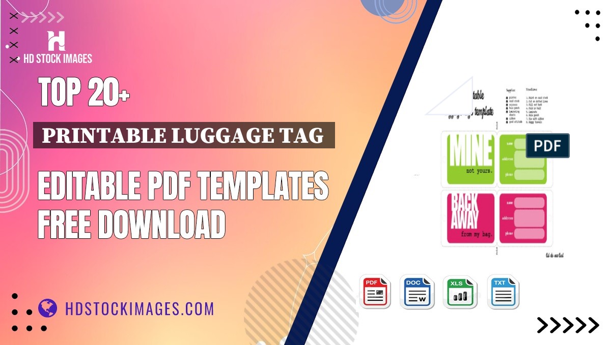 Top 20+ Printable Luggage Tag  Editable PDF Templates Free Download