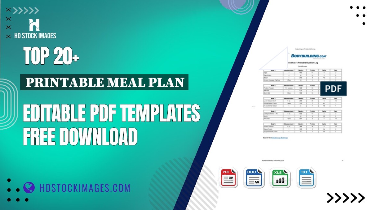 Top 20+ Printable Meal Plan Editable PDF Templates Free Download