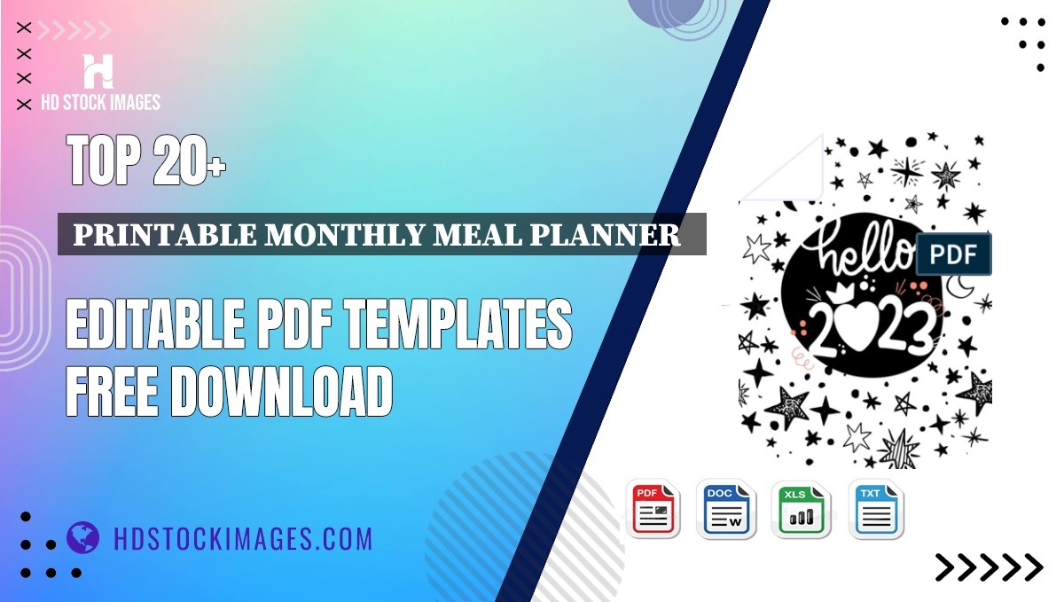 Top 20+ Printable Monthly Meal Planner   Editable PDF Templates Free Download