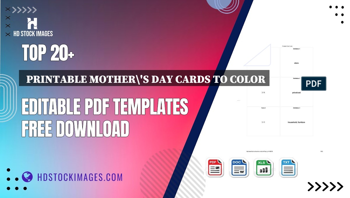 Top 20+  Printable Mother's Day Cards To Color Editable PDF Templates Free Download