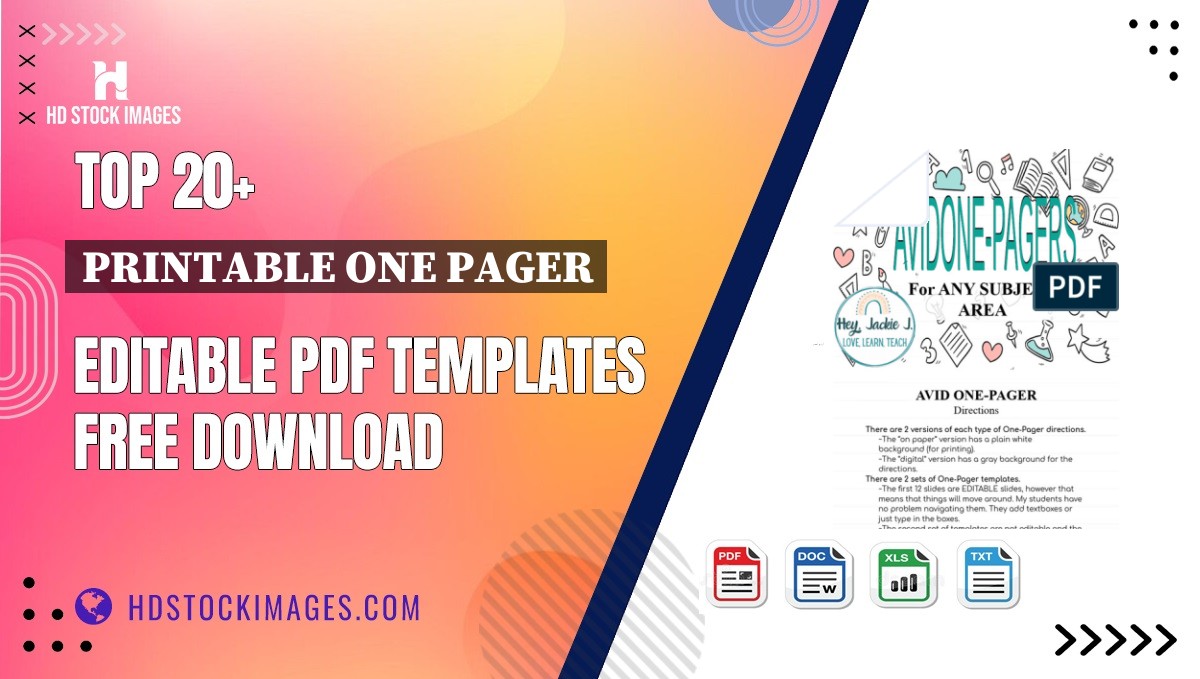 Top 20+ Printable One Pager Editable PDF Templates Free Download