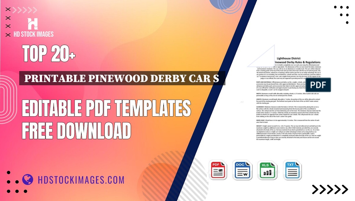 Top 20+ Printable Pinewood Derby Car S  Editable PDF Templates Free Download