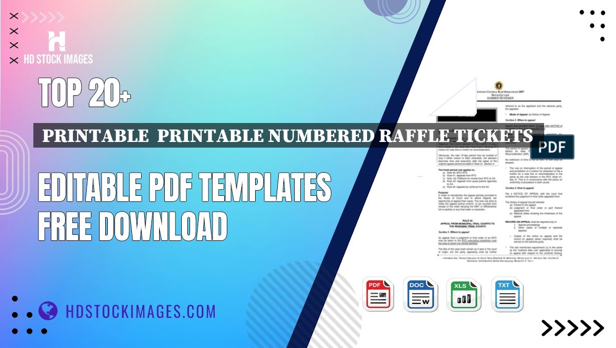 Top 20+ Printable  Printable Numbered Raffle Tickets  Editable PDF Templates Free Download