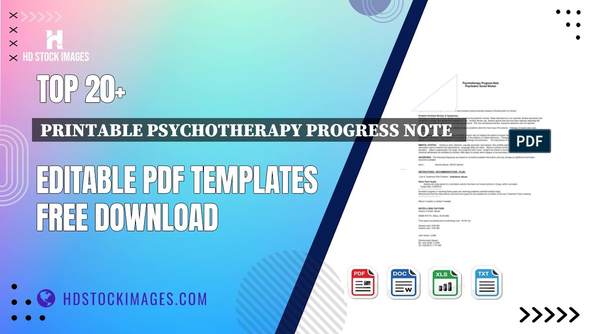 Top 20+ Printable Psychotherapy Progress Note   Editable PDF Templates Free Download