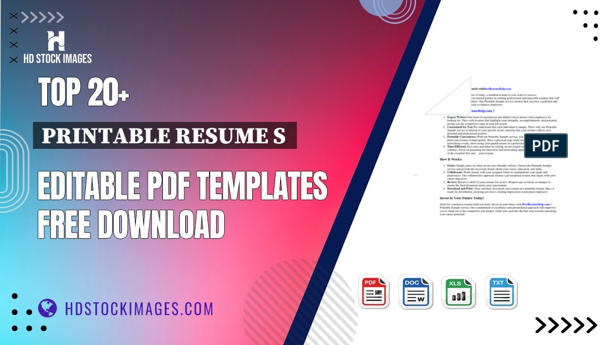 Top 20+ Printable Resume S  Editable PDF Templates Free Download