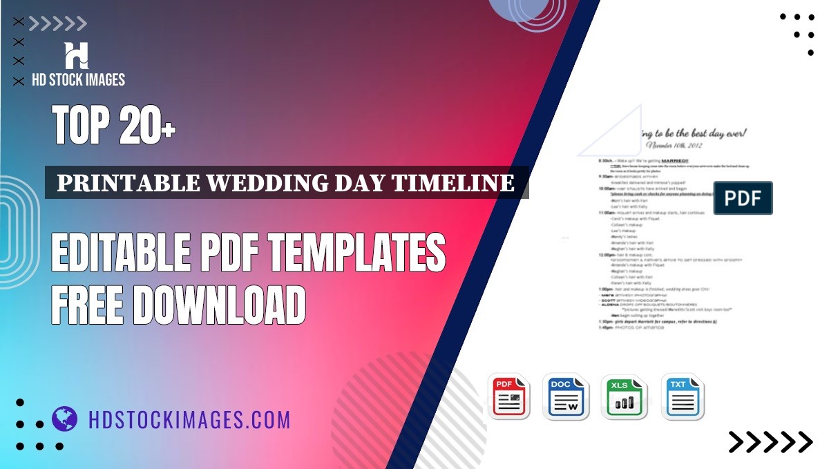 Top 20+ Printable Wedding Day Timeline  Editable PDF Templates Free Download