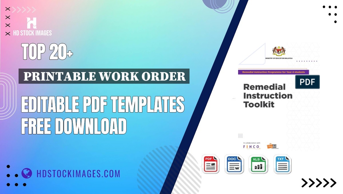 Top 20+ Printable Work Order Editable PDF Templates Free Download