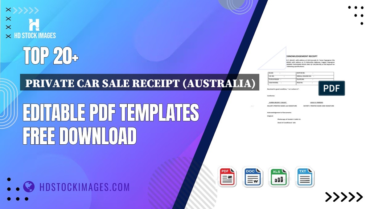 Top 20+ Private Car Sale Receipt (australia) Editable PDF Templates Free Download