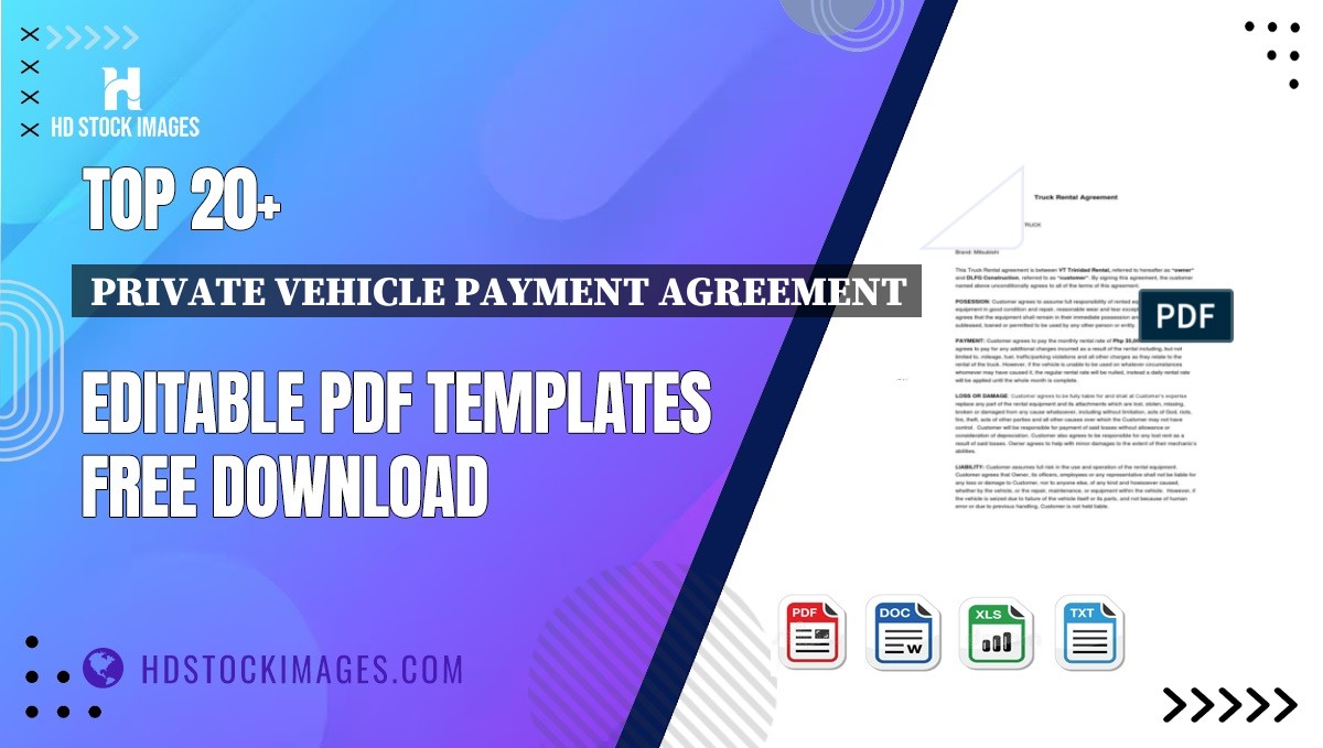 Top 20+ Private Vehicle Payment Agreement Editable PDF Templates Free Download