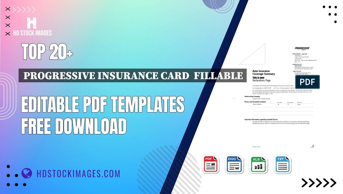 Top 20+ Progressive Insurance Card  Fillable Editable PDF Templates Free Download