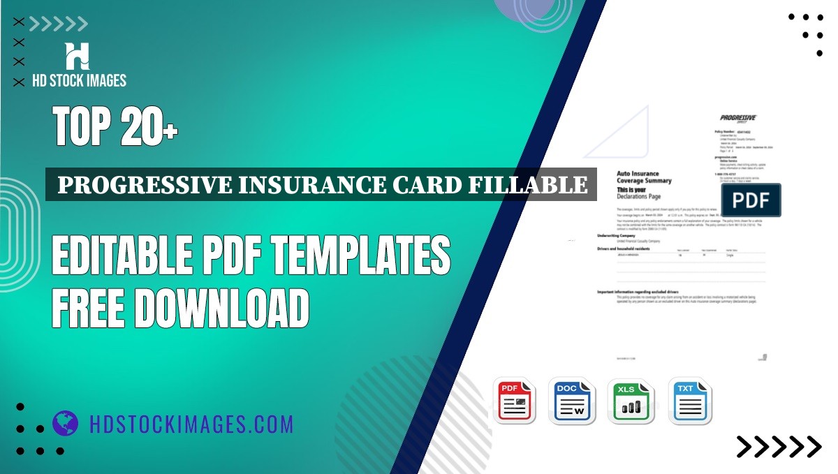 Top 20+ Progressive Insurance Card Fillable Editable PDF Templates Free Download