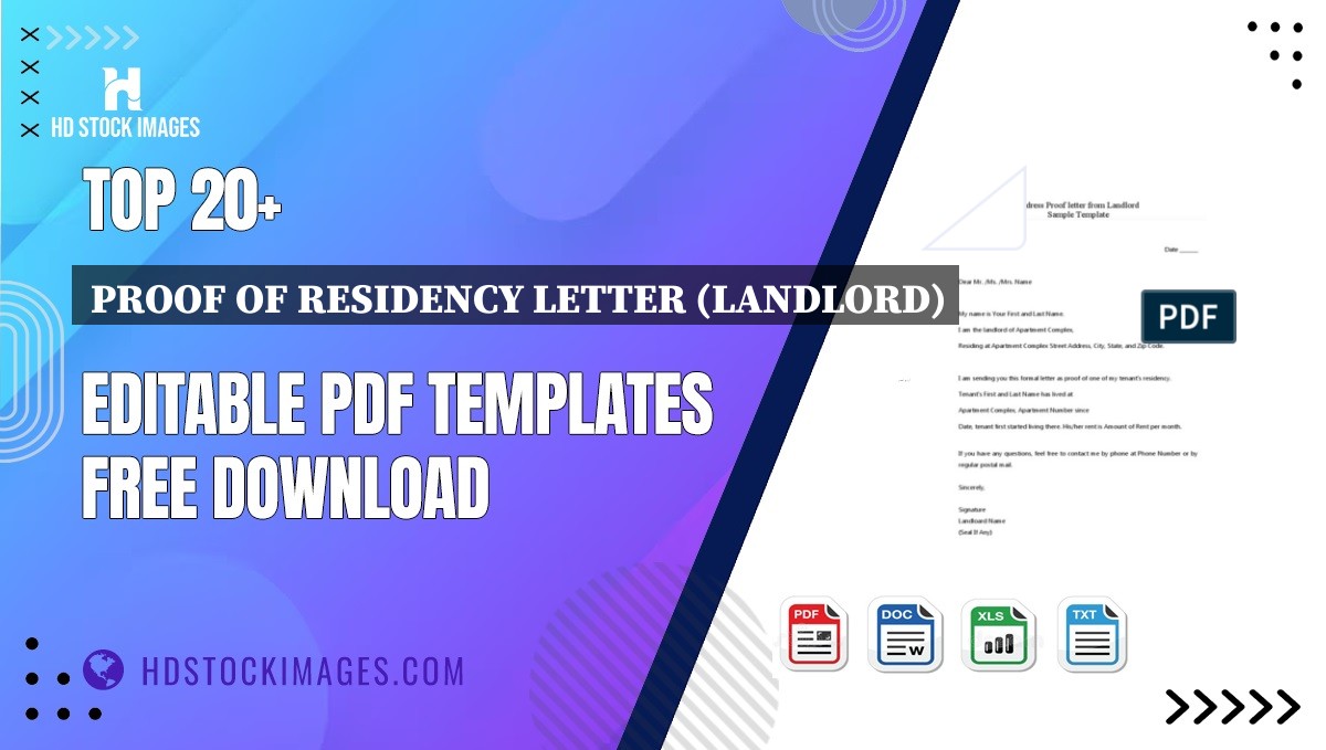 Top 20+ Proof Of Residency Letter (landlord) Editable PDF Templates Free Download