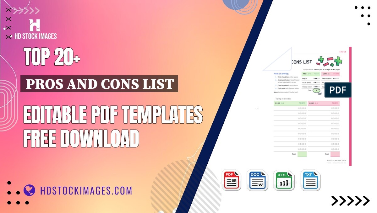 Top 20+ Pros And Cons List Editable PDF Templates Free Download