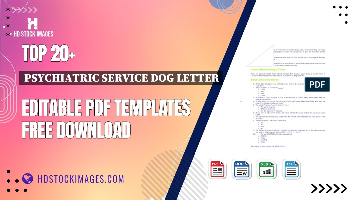 Top 20+ Psychiatric Service Dog Letter Editable PDF Templates Free Download