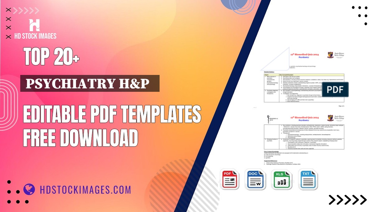 Top 20+ Psychiatry H&p   Editable PDF Templates Free Download