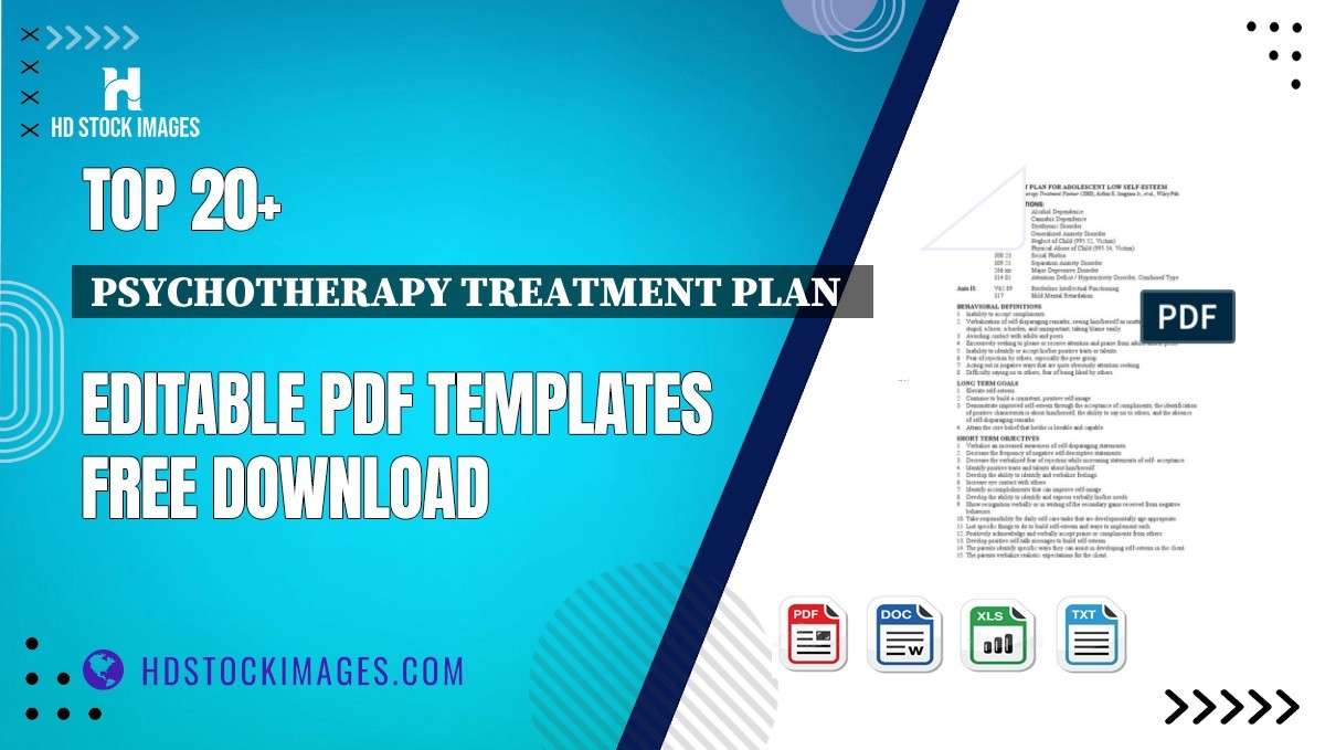 Top 20+ Psychotherapy Treatment Plan   Editable PDF Templates Free Download