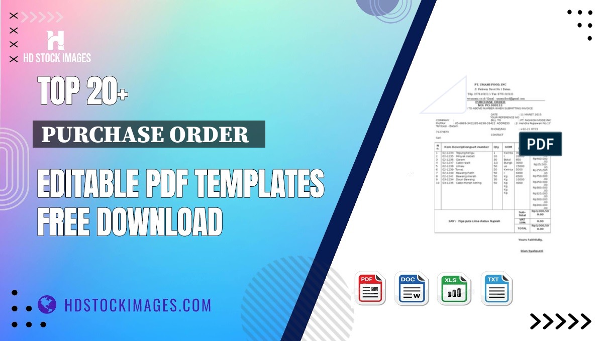 Top 20+ Purchase Order   Editable PDF Templates Free Download