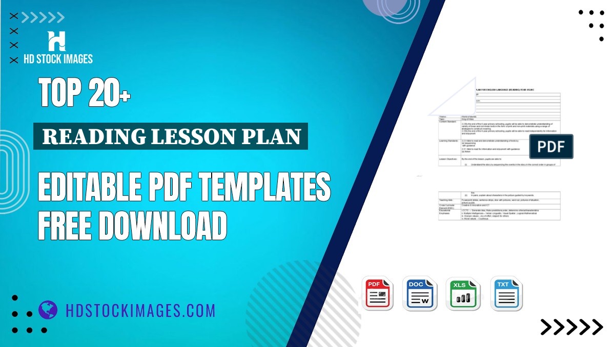 Top 20+ Reading Lesson Plan Editable PDF Templates Free Download