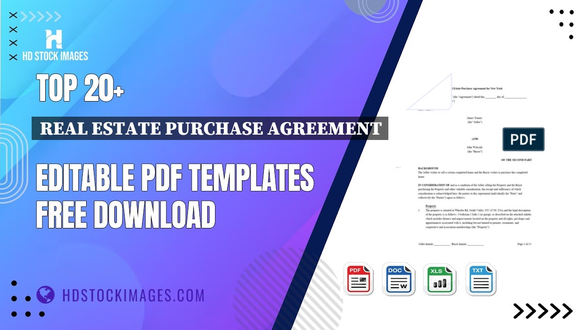 Top 20+ Real Estate Purchase Agreement Editable PDF Templates Free Download