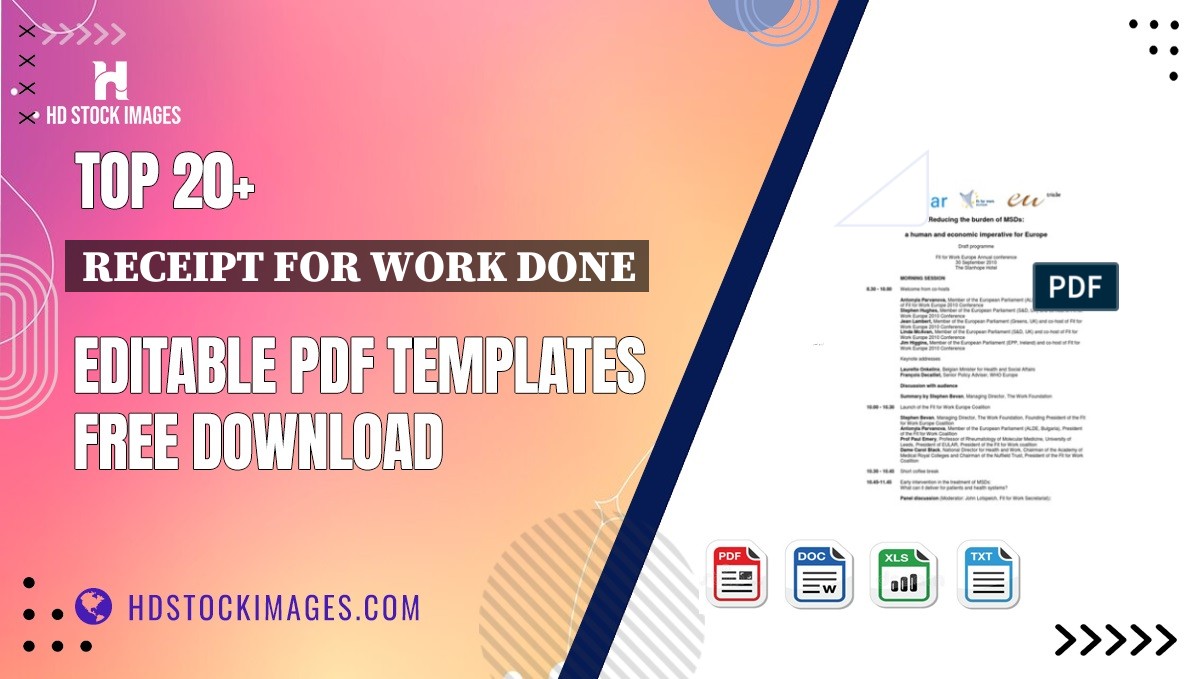 Top 20+ Receipt For Work Done Editable PDF Templates Free Download