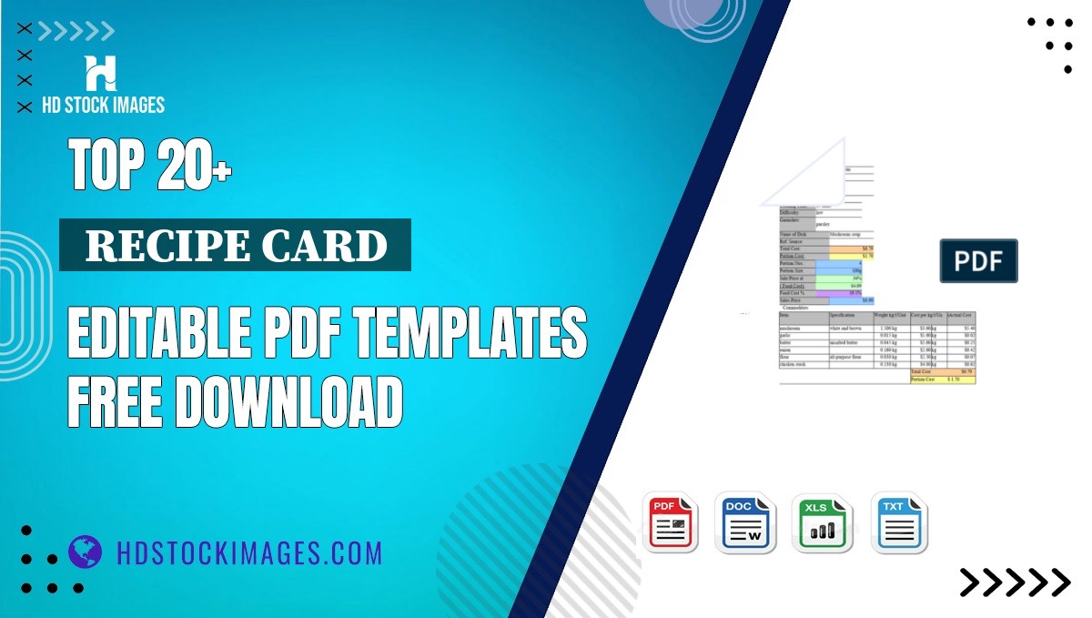 Top 20+  Recipe Card  Editable PDF Templates Free Download