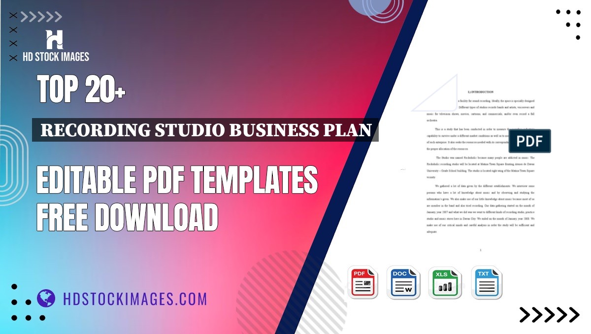 Top 20+ Recording Studio Business Plan Editable PDF Templates Free Download