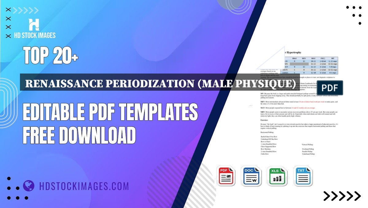 Top 20+ Renaissance Periodization (male Physique) Editable PDF Templates Free Download