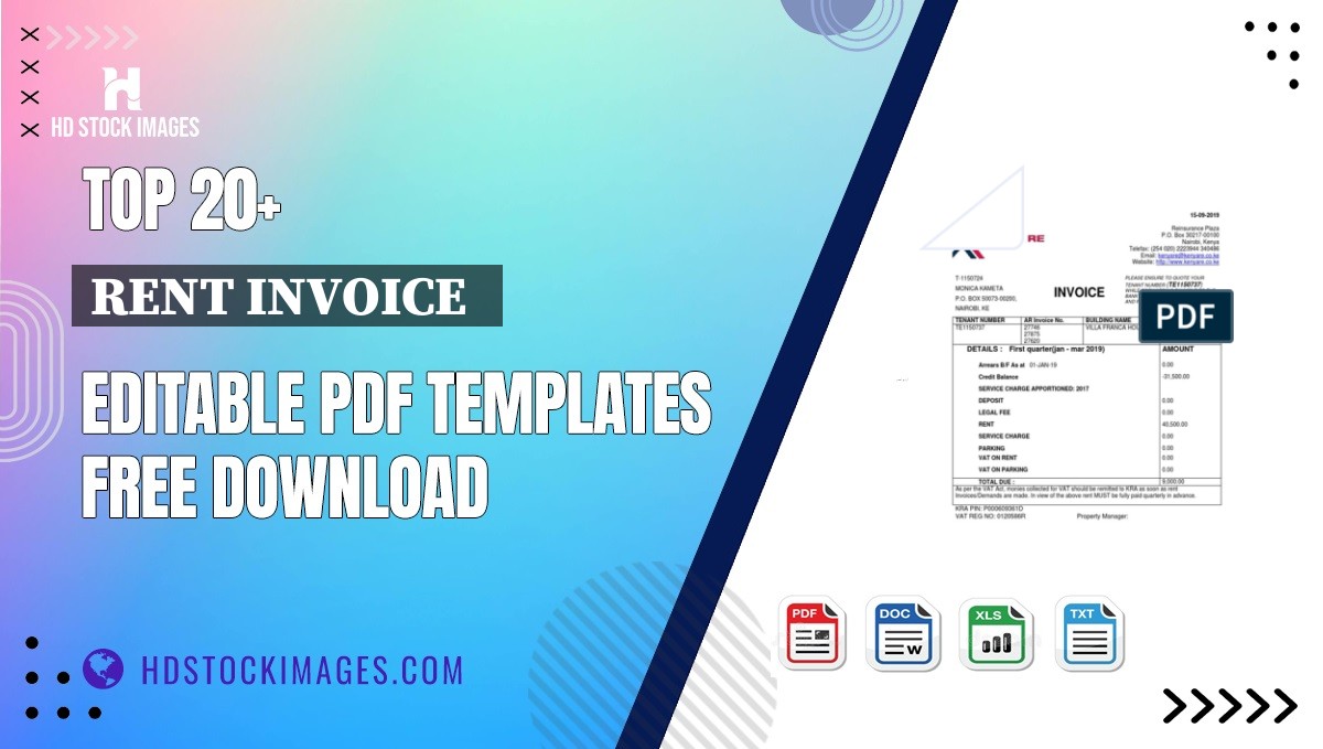 Top 20+ Rent Invoice   Editable PDF Templates Free Download