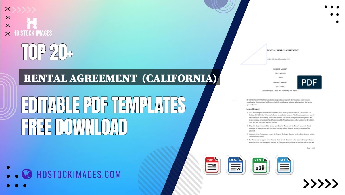 Top 20+ Rental Agreement  (california) Editable PDF Templates Free Download