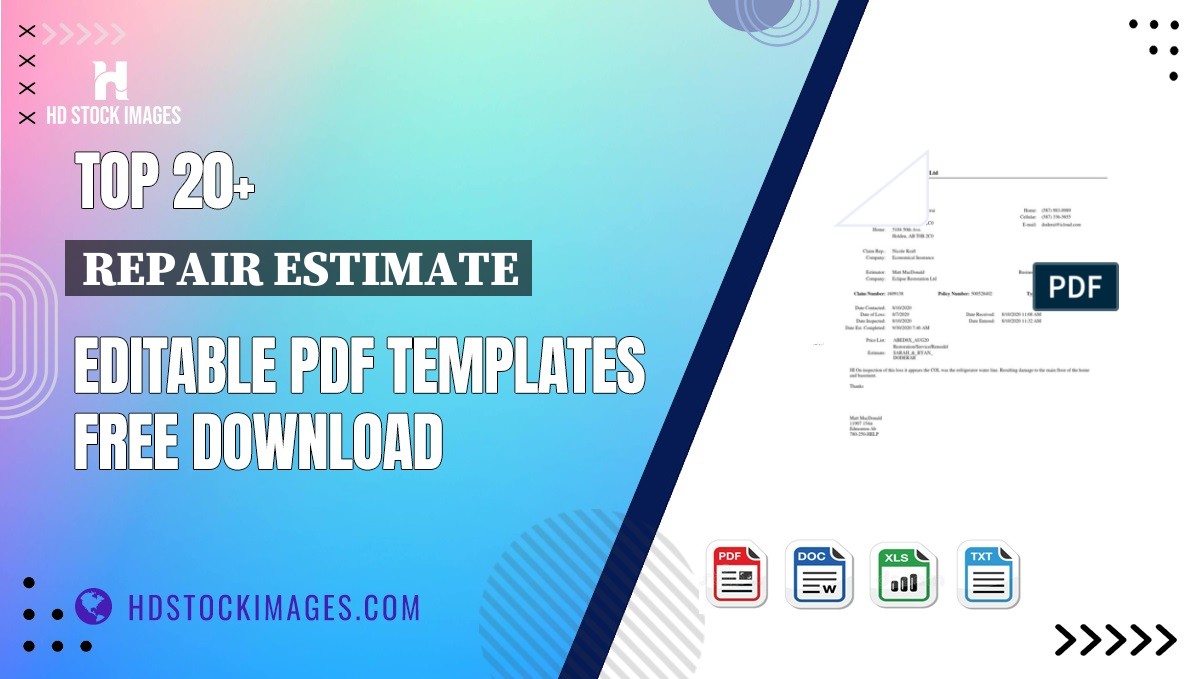 Top 20+ Repair Estimate Editable PDF Templates Free Download